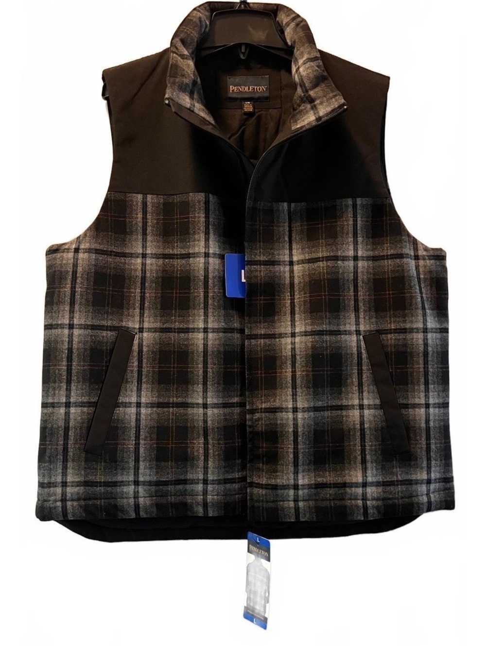 Pendleton Men's Large Plaid Fleece Vest with Zipper